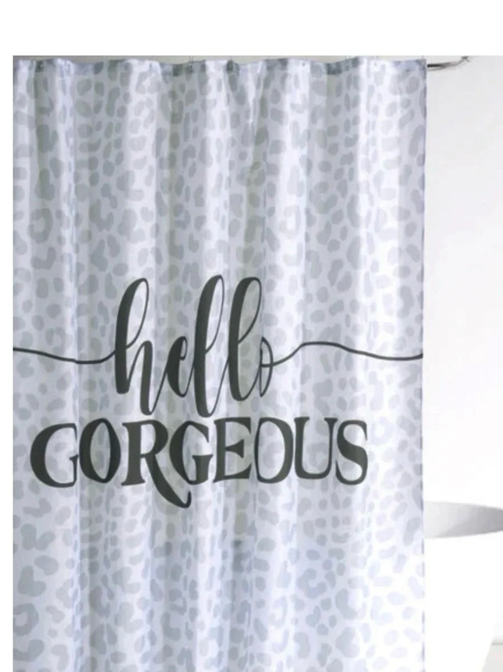 🚿NEW w/tags Shiraleah Hello Gorgeous Shower Curtain White Gray Fabric 72x72
